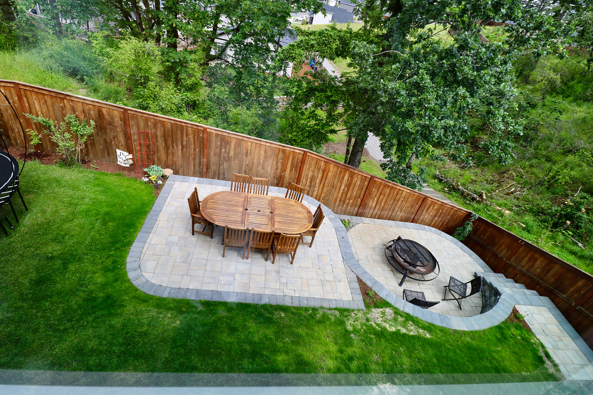 overhead view of patio by Greenhaven Landscapes