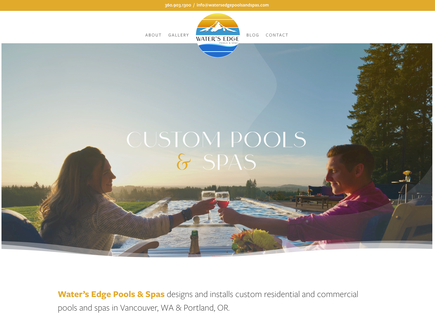 Water's Edge Pools and Spas Website screenshot