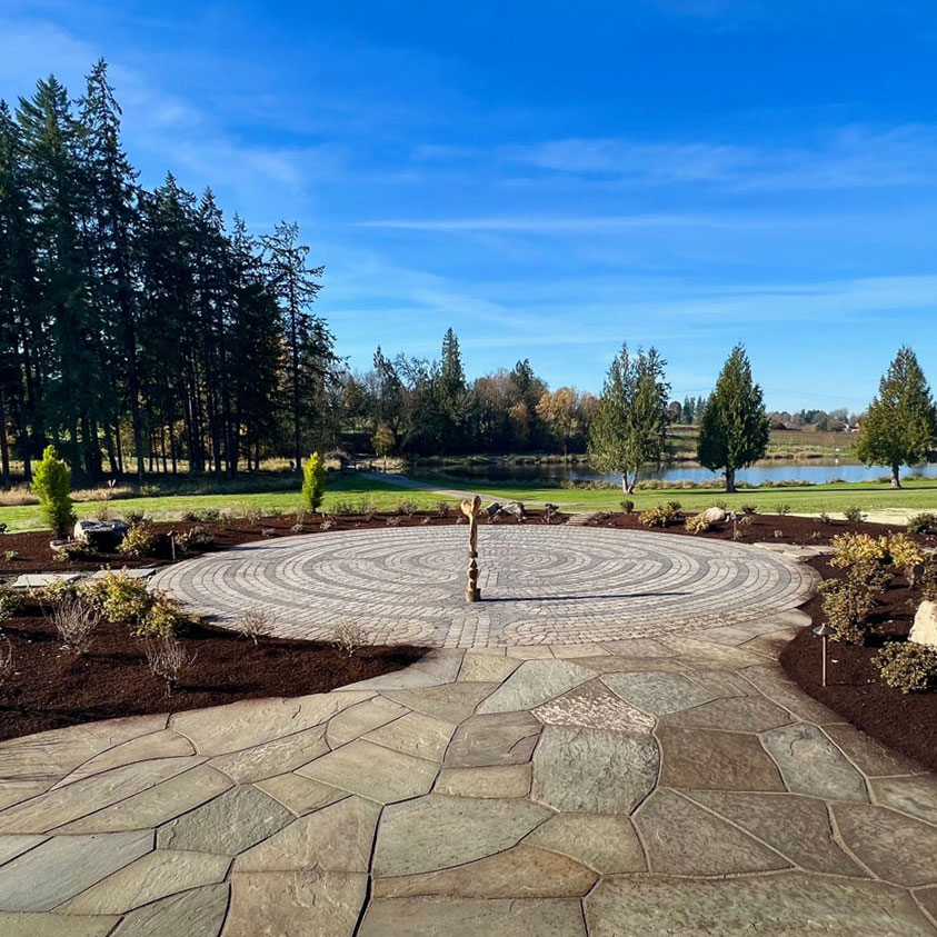 Stone Patio Outdoor Living with Greenhaven Landscapes