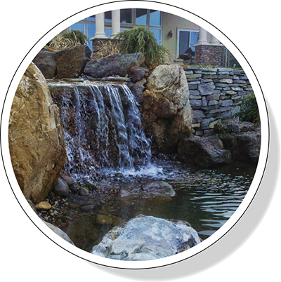 waterfall water feature style from Greenhaven Landscapes