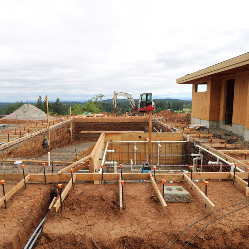 an inground pool in the process of being installed by Greenhaven Landscapes